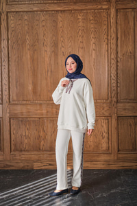 Fularlı İkili Takım Beyaz