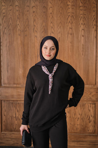 Fularlı İkili Takım Siyah