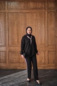 Fularlı İkili Takım Siyah