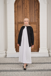 Garni Detay İçlik Elbise Beyaz