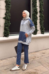 Garnili İkili Takım Gri