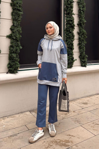 Garnili İkili Takım Gri