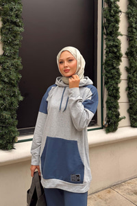 Garnili İkili Takım Gri