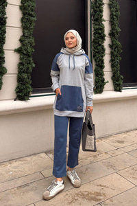 Garnili İkili Takım Gri