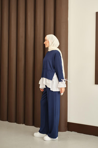 Garnili İkili Takım Lacivert