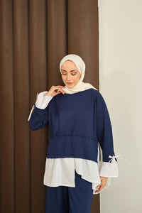 Garnili İkili Takım Lacivert