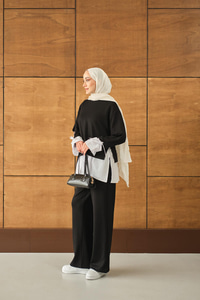 Garnili İkili Takım Siyah