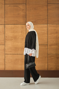 Garnili İkili Takım Siyah