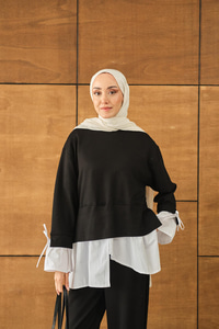 Garnili İkili Takım Siyah