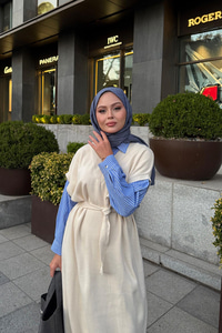 Garnili Triko Elbise Krem