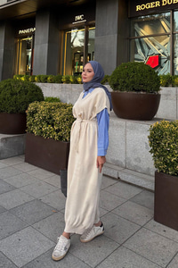 Garnili Triko Elbise Krem