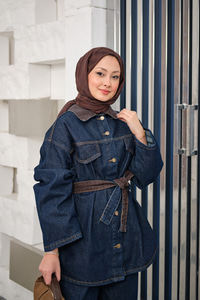 Garnili Yaka Detay Kot Takım Lacivert