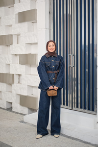 Garnili Yaka Detay Kot Takım Lacivert