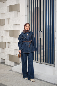 Garnili Yaka Detay Kot Takım Lacivert