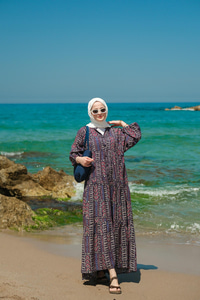 Geleneksel Desenli Elbise Siyah