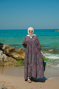 Geleneksel Desenli Elbise Siyah