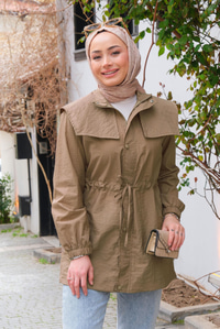 Gemici Yaka Detay Yağmurluk Vizon