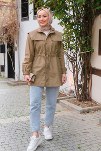 Gemici Yaka Detay Yağmurluk Vizon