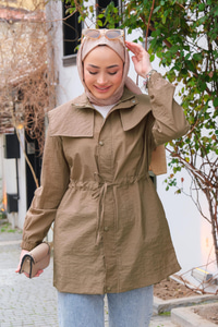 Gemici Yaka Detay Yağmurluk Vizon