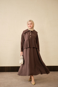 Gemici Yaka Fırfır Detay Takım Acı Kahve