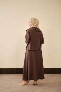 Gemici Yaka Fırfır Detay Takım Acı Kahve