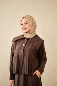 Gemici Yaka Fırfır Detay Takım Acı Kahve