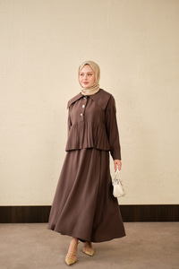 Gemici Yaka Fırfır Detay Takım Acı Kahve