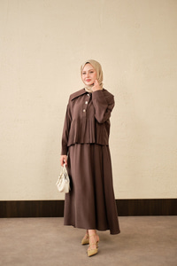 Gemici Yaka Fırfır Detay Takım Acı Kahve