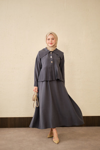 Gemici Yaka Fırfır Detay Takım Antrasit