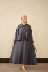 Gemici Yaka Fırfır Detay Takım Antrasit