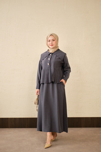 Gemici Yaka Fırfır Detay Takım Antrasit