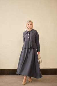 Gemici Yaka Fırfır Detay Takım Antrasit