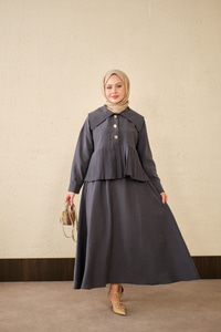 Gemici Yaka Fırfır Detay Takım Antrasit