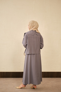 Gemici Yaka Fırfır Detay Takım Gri