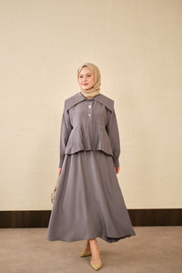 Gemici Yaka Fırfır Detay Takım Gri