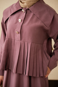 Gemici Yaka Fırfır Detay Takım Gül Kurusu