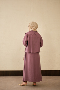 Gemici Yaka Fırfır Detay Takım Gül Kurusu