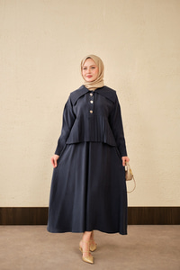 Gemici Yaka Fırfır Detay Takım Lacivert