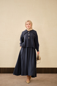 Gemici Yaka Fırfır Detay Takım Lacivert