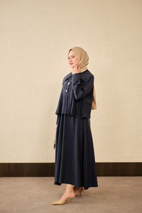 Gemici Yaka Fırfır Detay Takım Lacivert