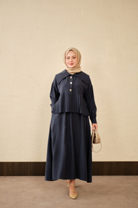 Gemici Yaka Fırfır Detay Takım Lacivert