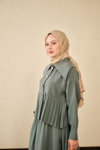 Gemici Yaka Fırfır Detay Takım Mint Yeşil