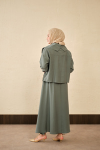 Gemici Yaka Fırfır Detay Takım Mint Yeşil