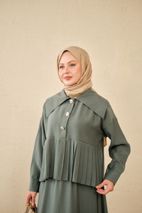 Gemici Yaka Fırfır Detay Takım Mint Yeşil