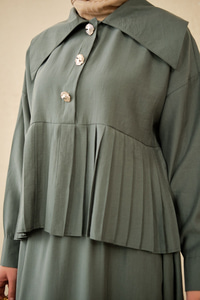 Gemici Yaka Fırfır Detay Takım Mint Yeşil