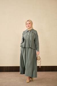 Gemici Yaka Fırfır Detay Takım Mint Yeşil