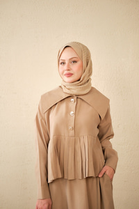 Gemici Yaka Fırfır Detay Takım Vizon