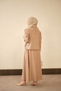 Gemici Yaka Fırfır Detay Takım Vizon