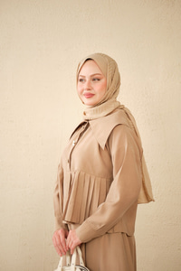 Gemici Yaka Fırfır Detay Takım Vizon