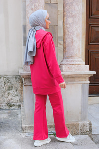 Gemici Yaka Önden Fermuarlı İkili Takım Fuşya